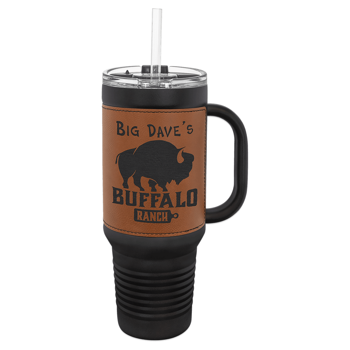 Polar Camel 40 oz. Leatherette Travel Mug with Handle, Straw Included