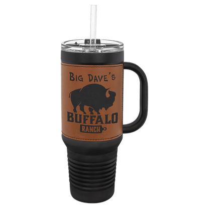 Polar Camel 40 oz. Leatherette Travel Mug with Handle, Straw Included