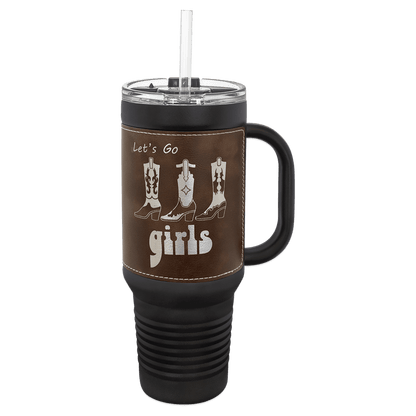 Polar Camel 40 oz. Leatherette Travel Mug with Handle, Straw Included