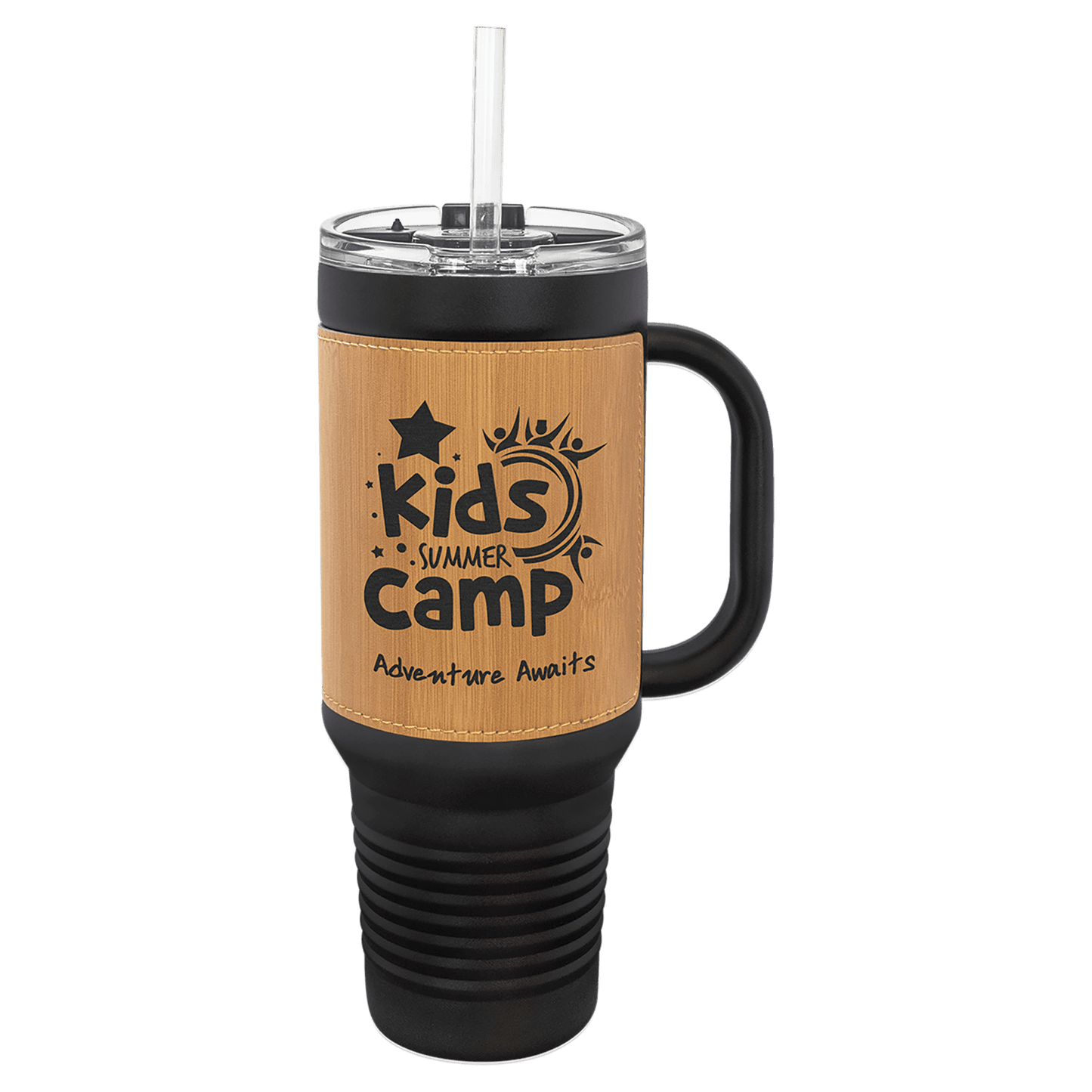Polar Camel 40 oz. Leatherette Travel Mug with Handle, Straw Included