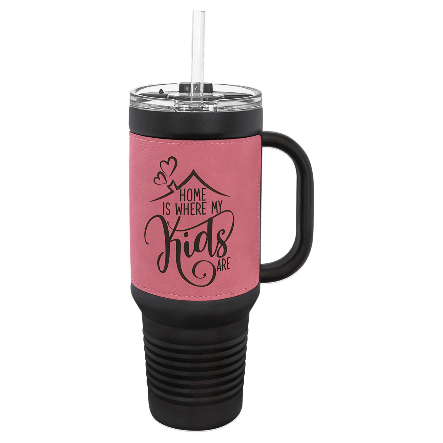 Polar Camel 40 oz. Leatherette Travel Mug with Handle, Straw Included