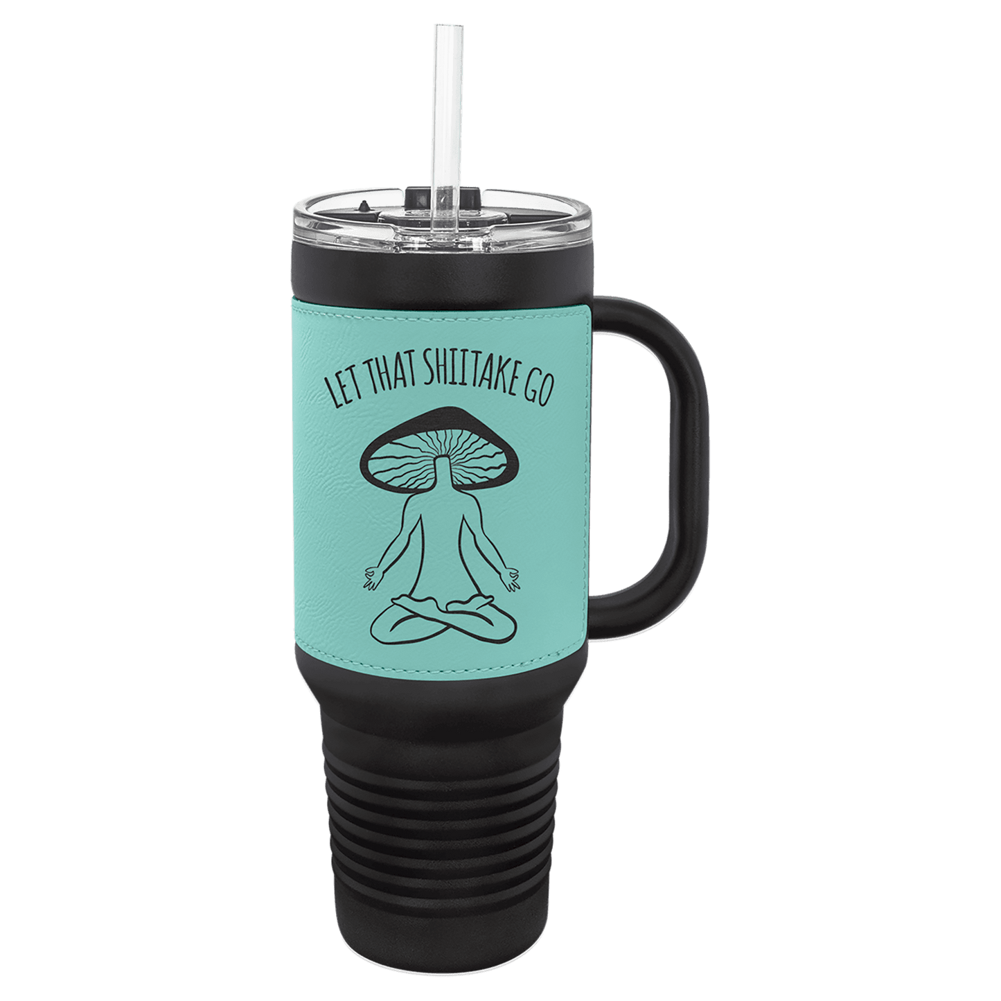 Polar Camel 40 oz. Leatherette Travel Mug with Handle, Straw Included