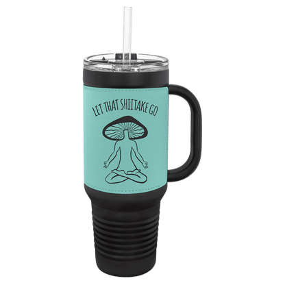 Polar Camel 40 oz. Leatherette Travel Mug with Handle, Straw Included