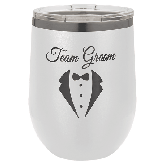 Polar Camel 12 oz. White/Ghost Black Ion-Plated Stemless Wine Tumbler Withlid
