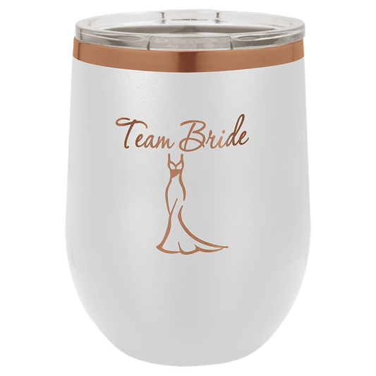 Polar Camel 12 oz. White/Rose Gold Ion-Plated Stemless Wine Tumbler with Lid