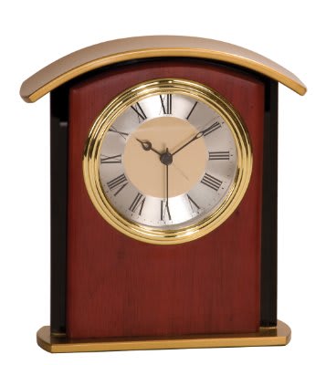 6.5" Mahogany Finish Gold Top Clock