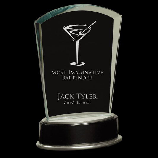 Jade Fan Metro Glass with Silver and Black Piano Finish Base
