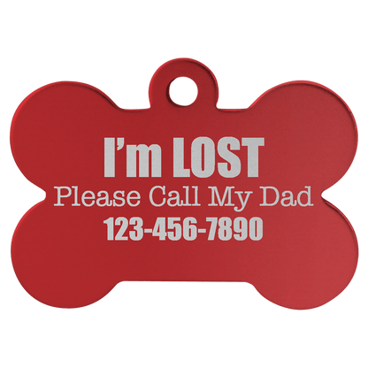 Anodized Aluminum Bone Pet Tag 1.5" x 1"
