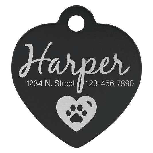 Anodized Aluminum Heart Pet Tag 1"