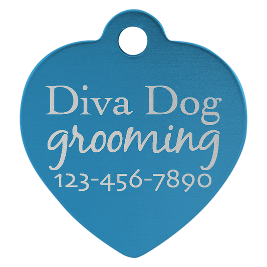 Anodized Aluminum Heart Pet Tag 1"