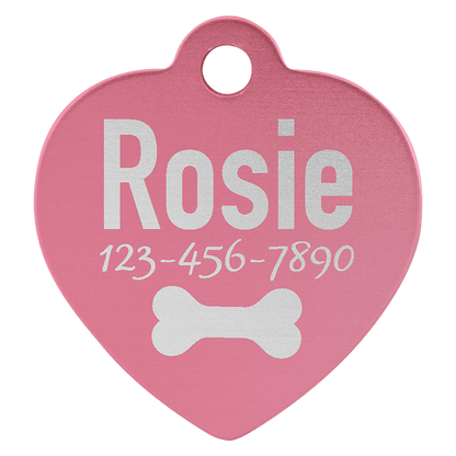 Anodized Aluminum Heart Pet Tag 1"