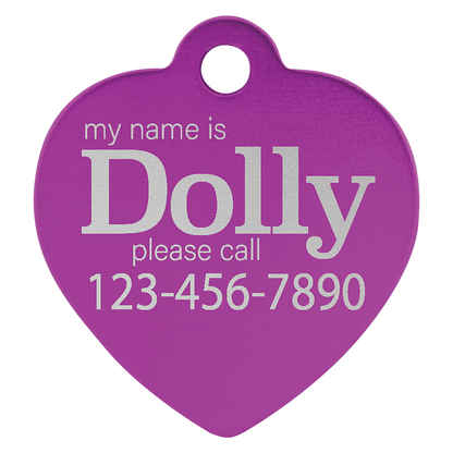 Anodized Aluminum Heart Pet Tag 1"