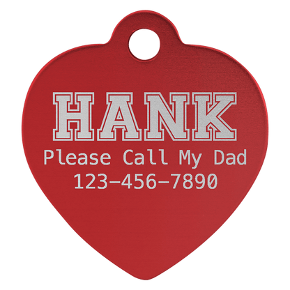 Anodized Aluminum Heart Pet Tag 1"