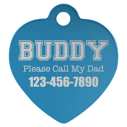 Anodized Aluminum Heart Pet Tag 1.25"