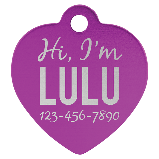 Anodized Aluminum Heart Pet Tag 1.25"