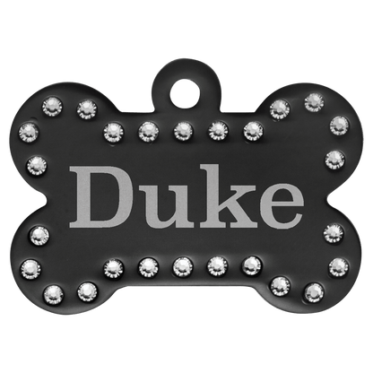 Anodized Aluminum Swarovski Bling Bone Pet Tag 1.5" x 1"