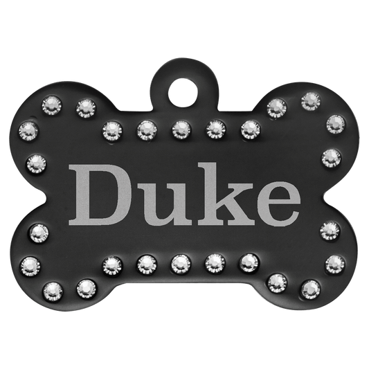 Anodized Aluminum Swarovski Bling Bone Pet Tag 1.5" x 1"