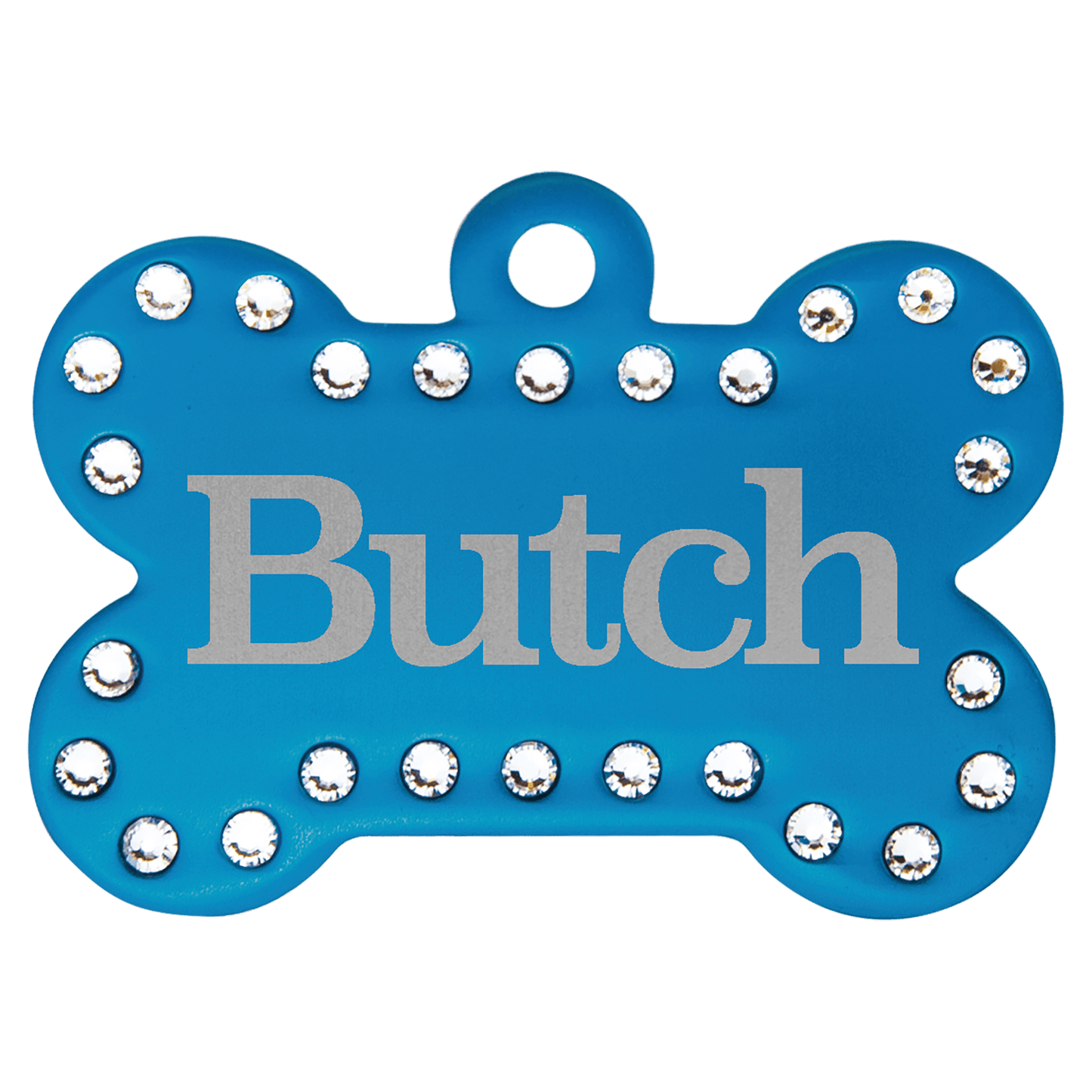 Anodized Aluminum Swarovski Bling Bone Pet Tag 1.5" x 1"
