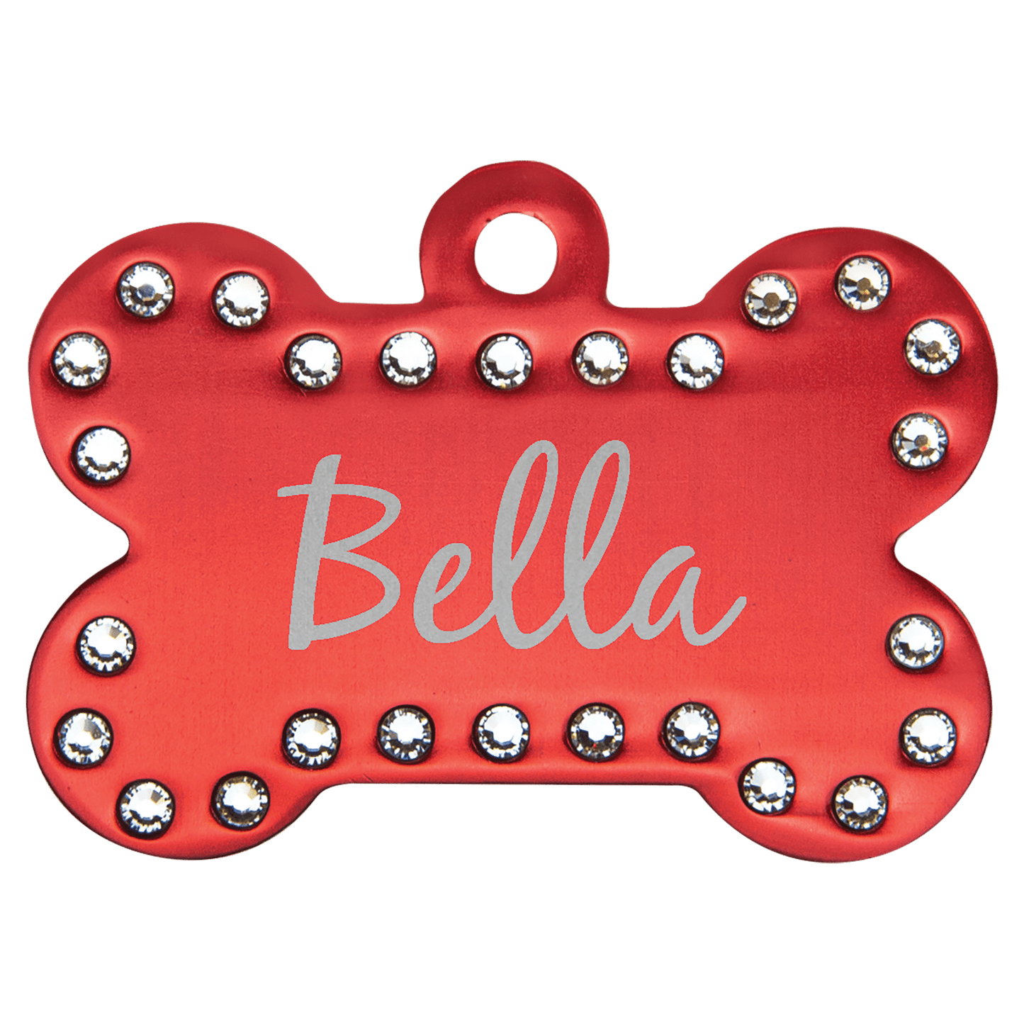 Anodized Aluminum Swarovski Bling Bone Pet Tag 1.5" x 1"