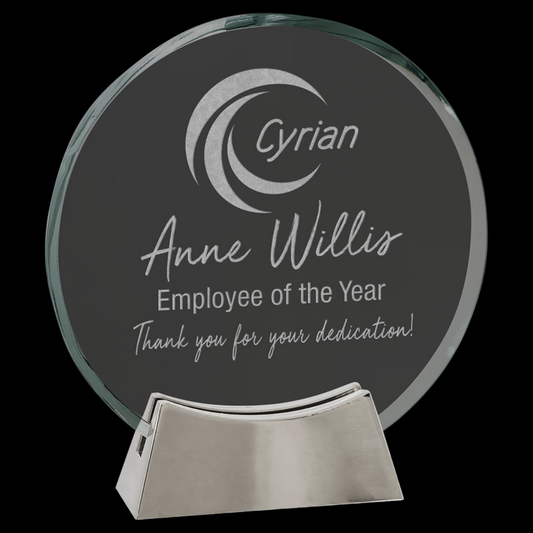 Round Platinum Glass with Full Metal Base