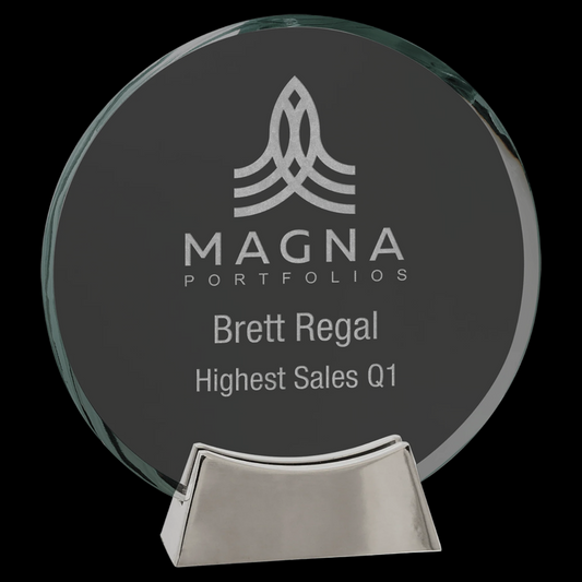 Round Platinum Glass with Full Metal Base