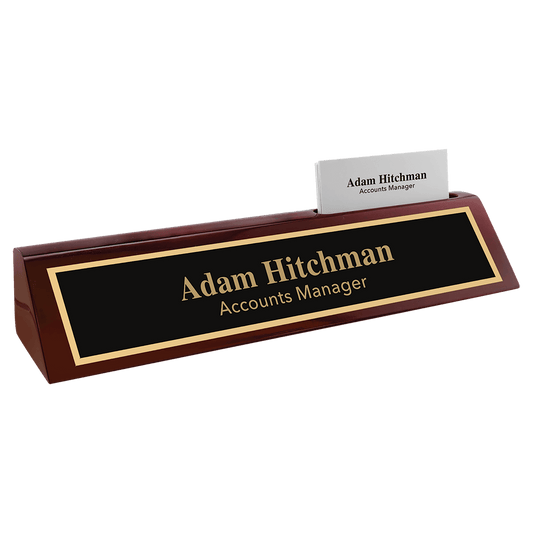 Rosewood Piano Finish Desk Wedge with Business Card Holder