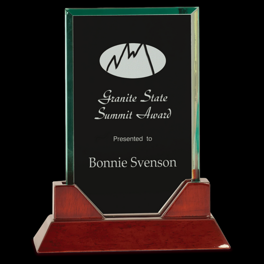 Jade Rectangle Prestige Glass with Rosewood Piano Finish Base