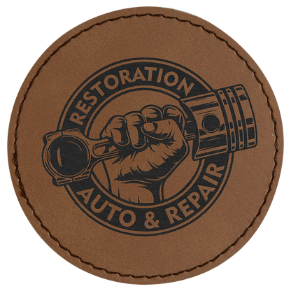Round Leatherette Patch with Adhesive 3"