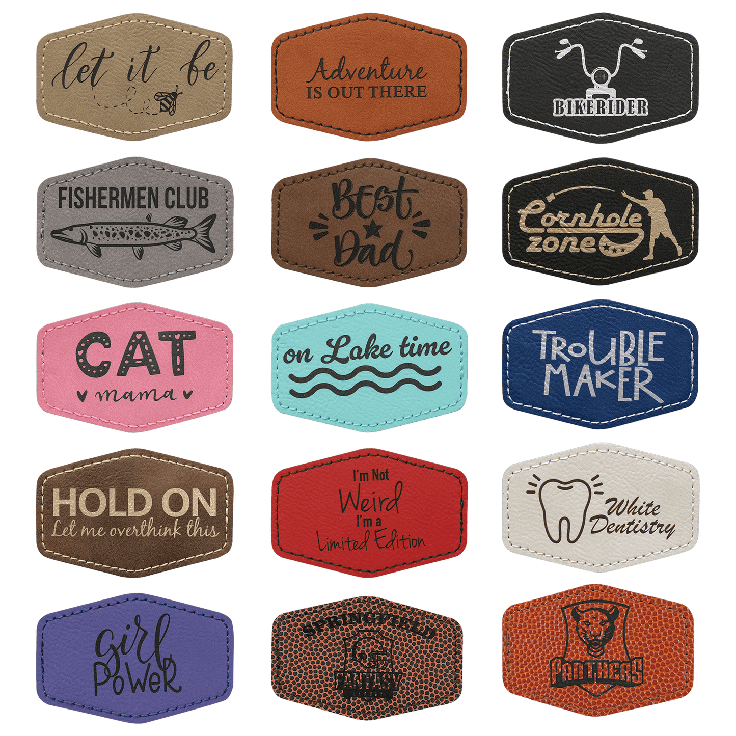 Hex Leatherette Patch with Adhesive 3" x 2"