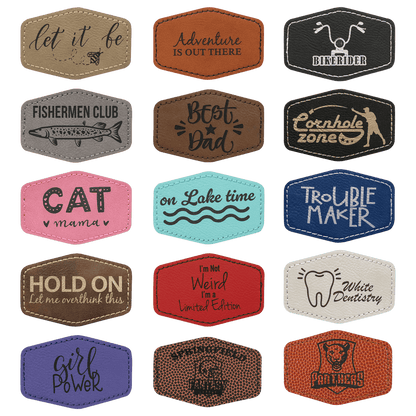 Hex Leatherette Patch with Adhesive 3" x 2"