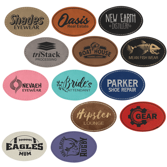 Oval Leatherette Patch with Adhesive 3" x 2"