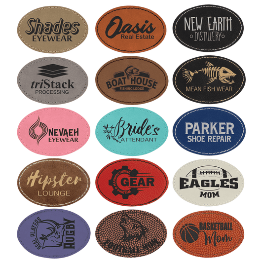 Oval Leatherette Patch with Adhesive 3" x 2"