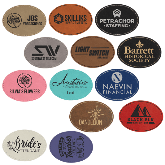 Oval Leatherette Patch with Adhesive 3.5" x 2.5"