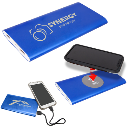 8000 mAh Power Bank & Wireless Anodized Aluminum Charger