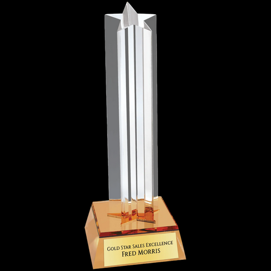 Gold Star Column Acrylic with Gold Base