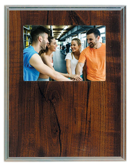 7" x 9" Cherry Finish Slide-In Frame Plaque with 3.5" x 5" Window