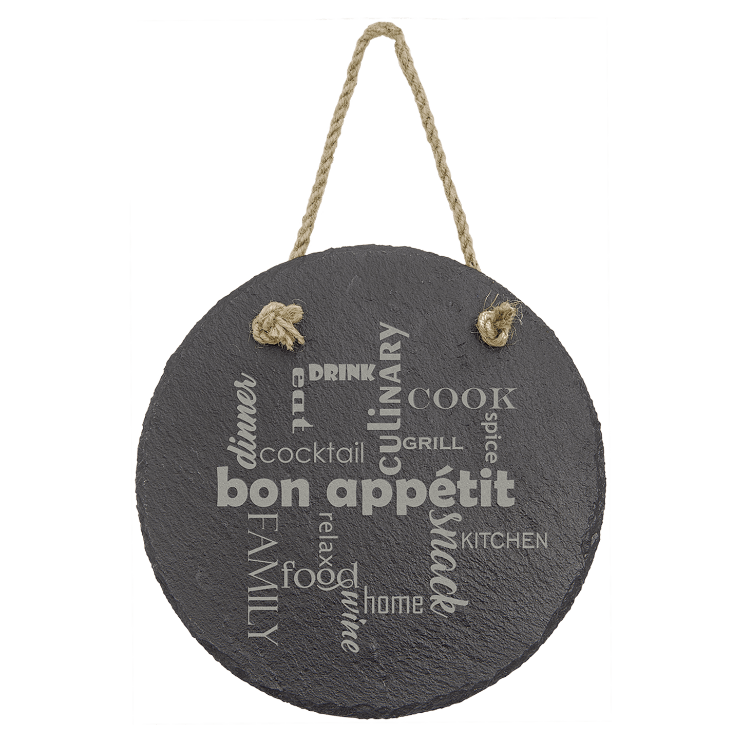 Round Slate Plaque with Hanger String