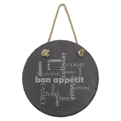 Round Slate Plaque with Hanger String