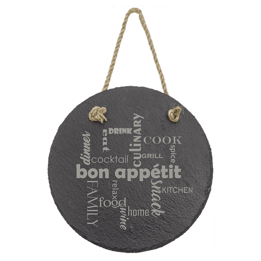Round Slate Plaque with Hanger String