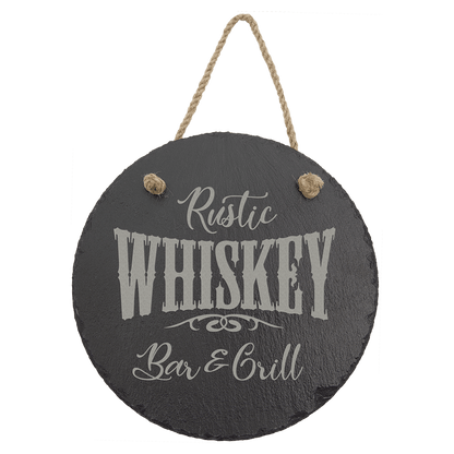 Round Slate Plaque with Hanger String
