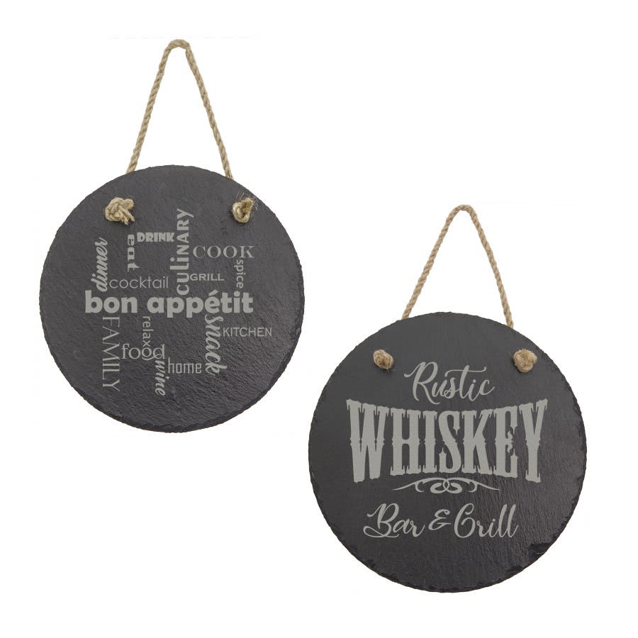 Round Slate Plaque with Hanger String
