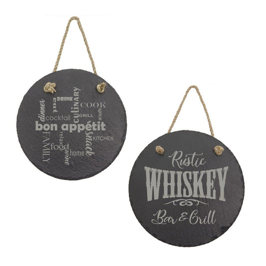 Round Slate Plaque with Hanger String