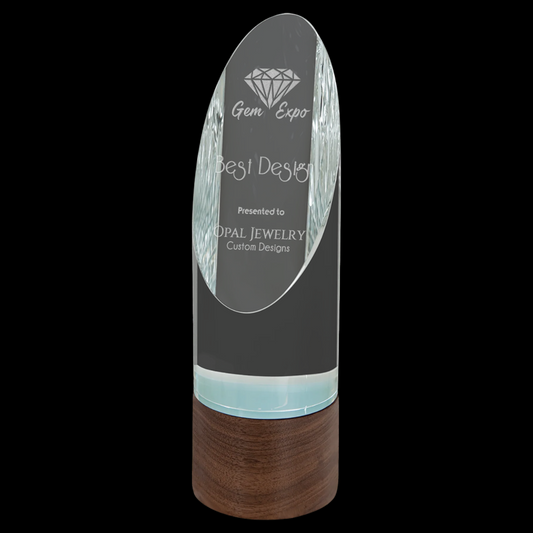 Cylinder Sierra Glass with Walnut Base
