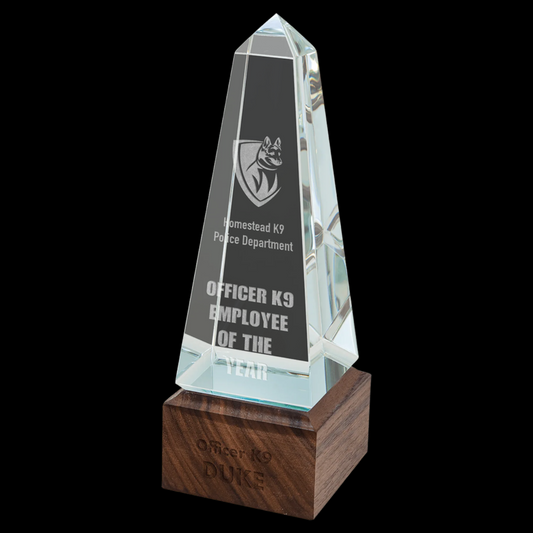 Obelisk Sierra Glass with Walnut Base