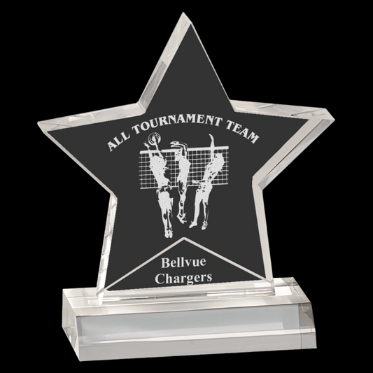 5" x 5" Star Acrylic Award with 4" Base