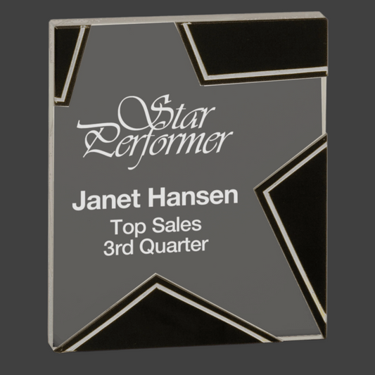 Silver and Black Star Glass