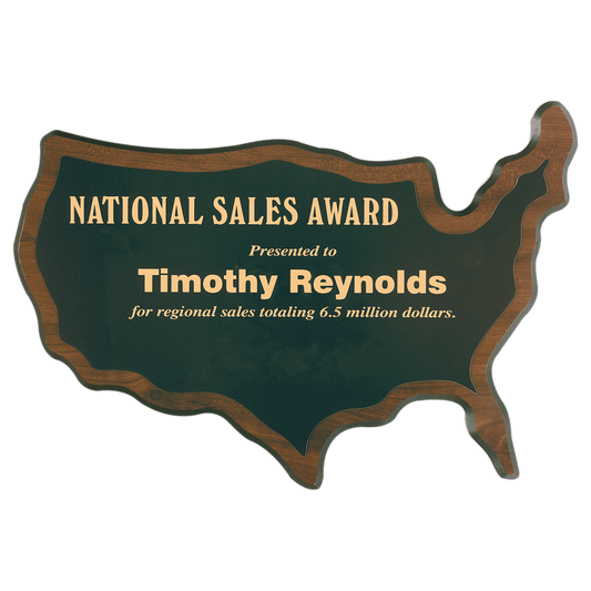 Walnut Finish Black Edge United States of America Plaque