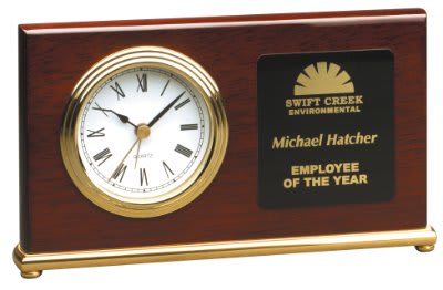 7.5" x 4" Rosewood Piano Finish Horizontal Desk Clock