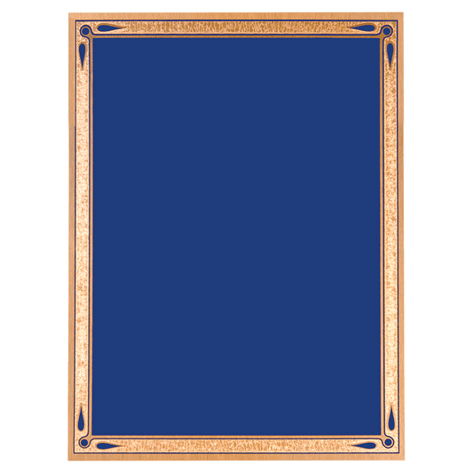 4" x 6" Blue/Gold Teardrop Brass Plated Steel Plaque Plate