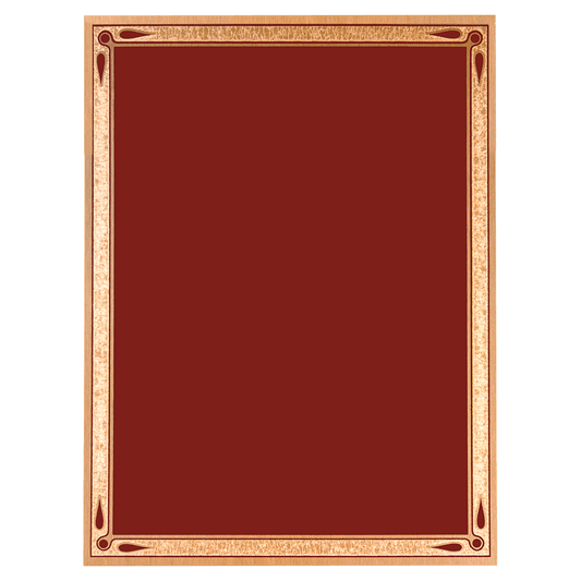 Red/Gold Teardrop Brass Plated Steel Plaque Plate